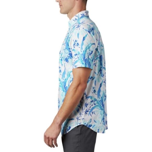 NWOT Columbia Men's Rapid Rivers Blue Floral Short Sleeve Shirt Small - Picture 3 of 10